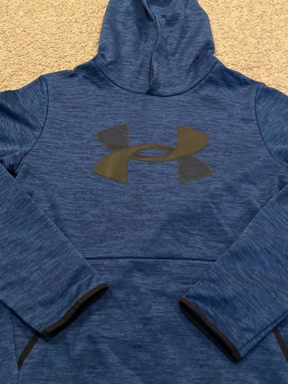 Under Armour Blue Boys' Hooded Performance Pullover with Black Logo